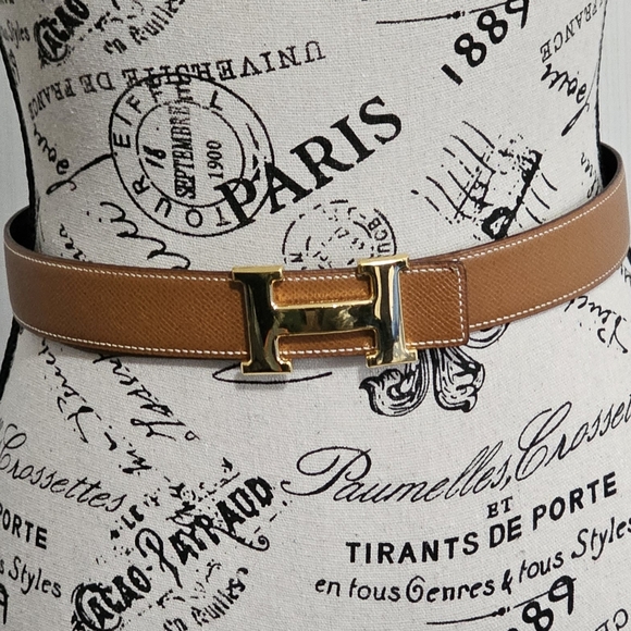 HERMES Reversible H belt Tan Black Size 70 XS - Picture 3 of 11